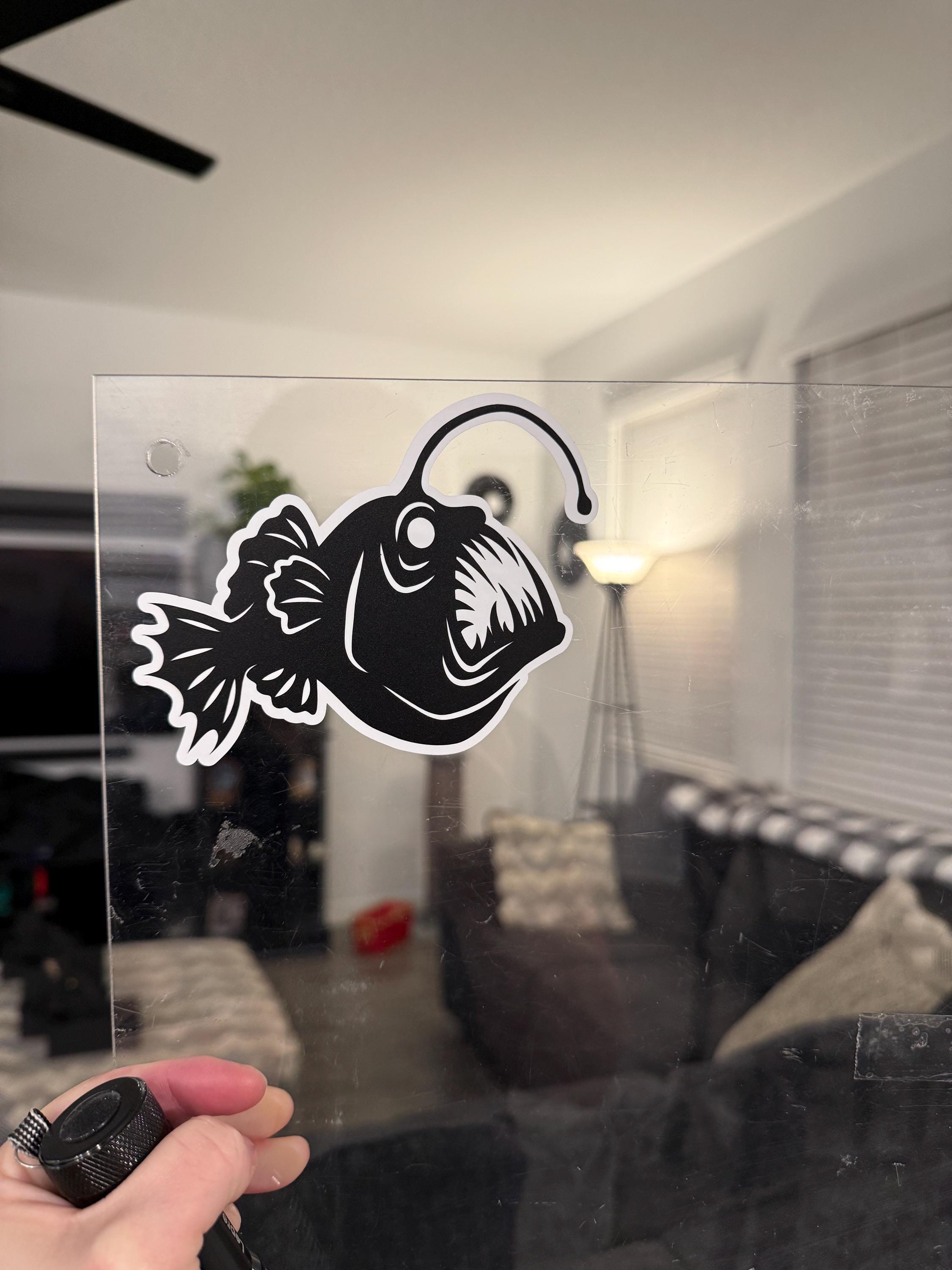 Anglerfish Vinyl Car Decal Glow in the Dark Black Seadevil-Create Fantasy Crafts
