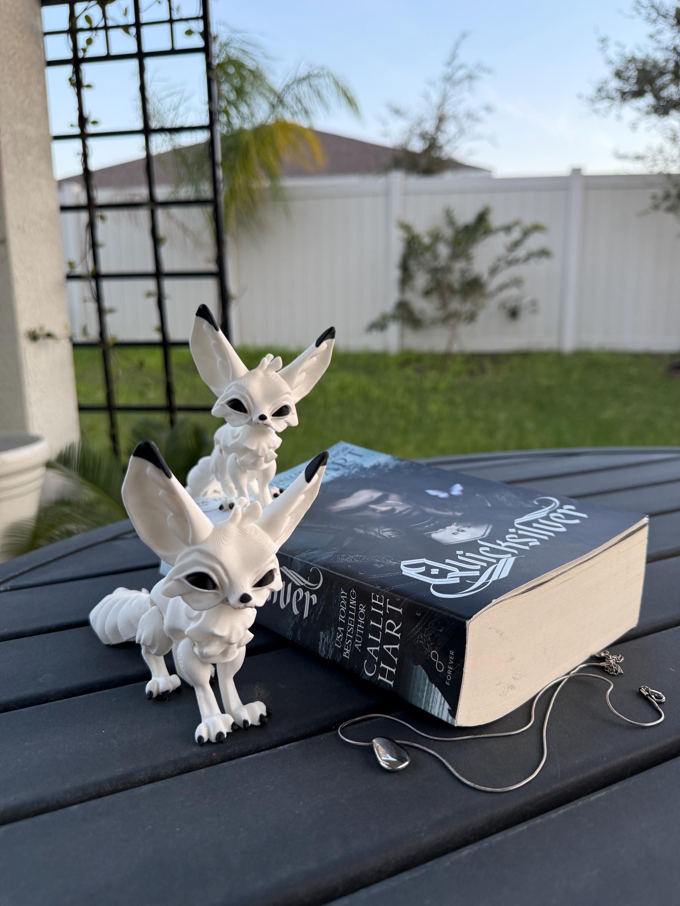 White Fennec Fox Articulated 3D Print Desk Decor Book Shelf Decor-Create Fantasy Crafts