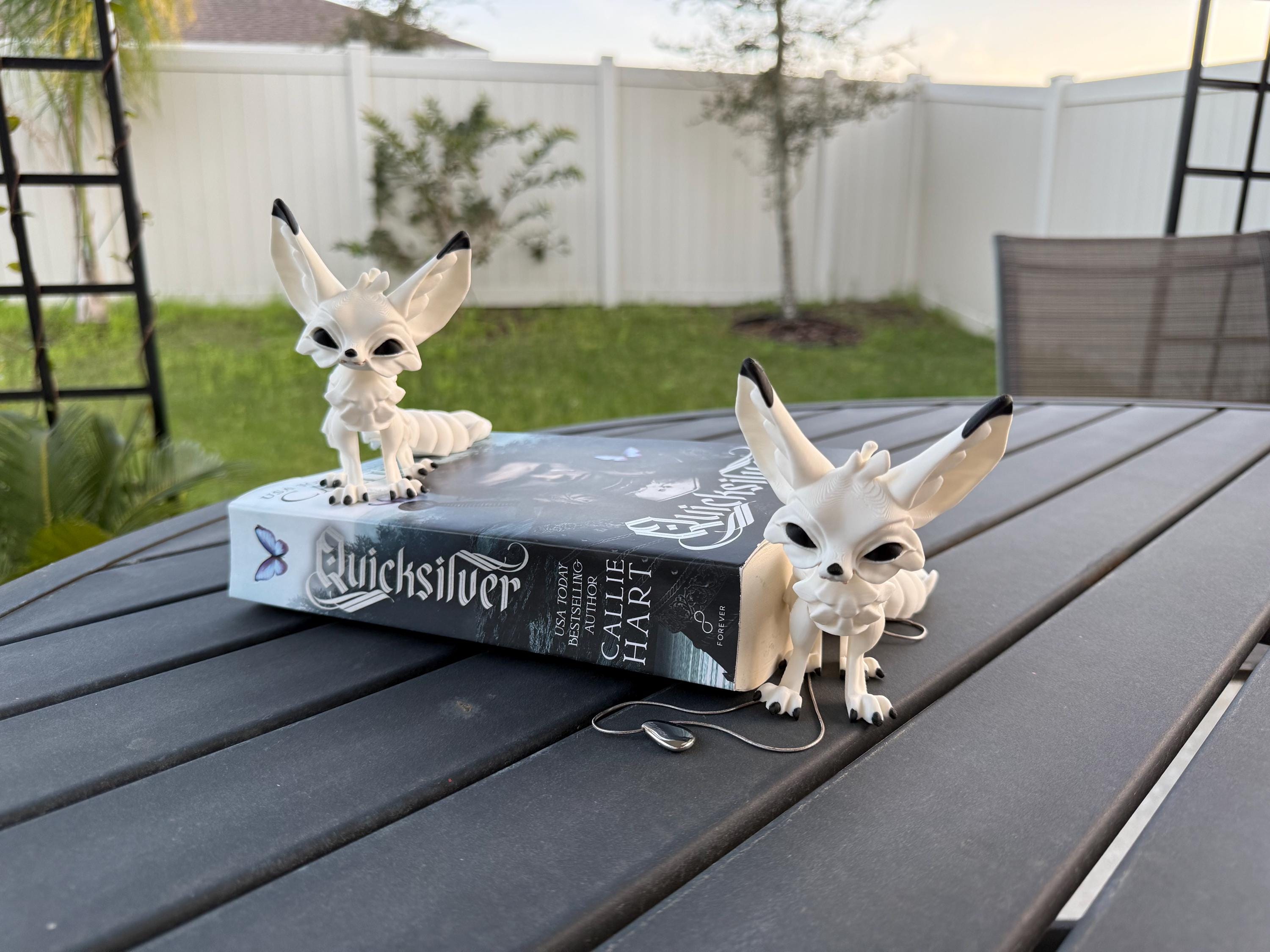 White Fennec Fox Articulated 3D Print Desk Decor Book Shelf Decor-Create Fantasy Crafts