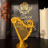 Golden Trove - Crown Mask and Harp - 3d printed - Bookshelf Decor-Create Fantasy Crafts