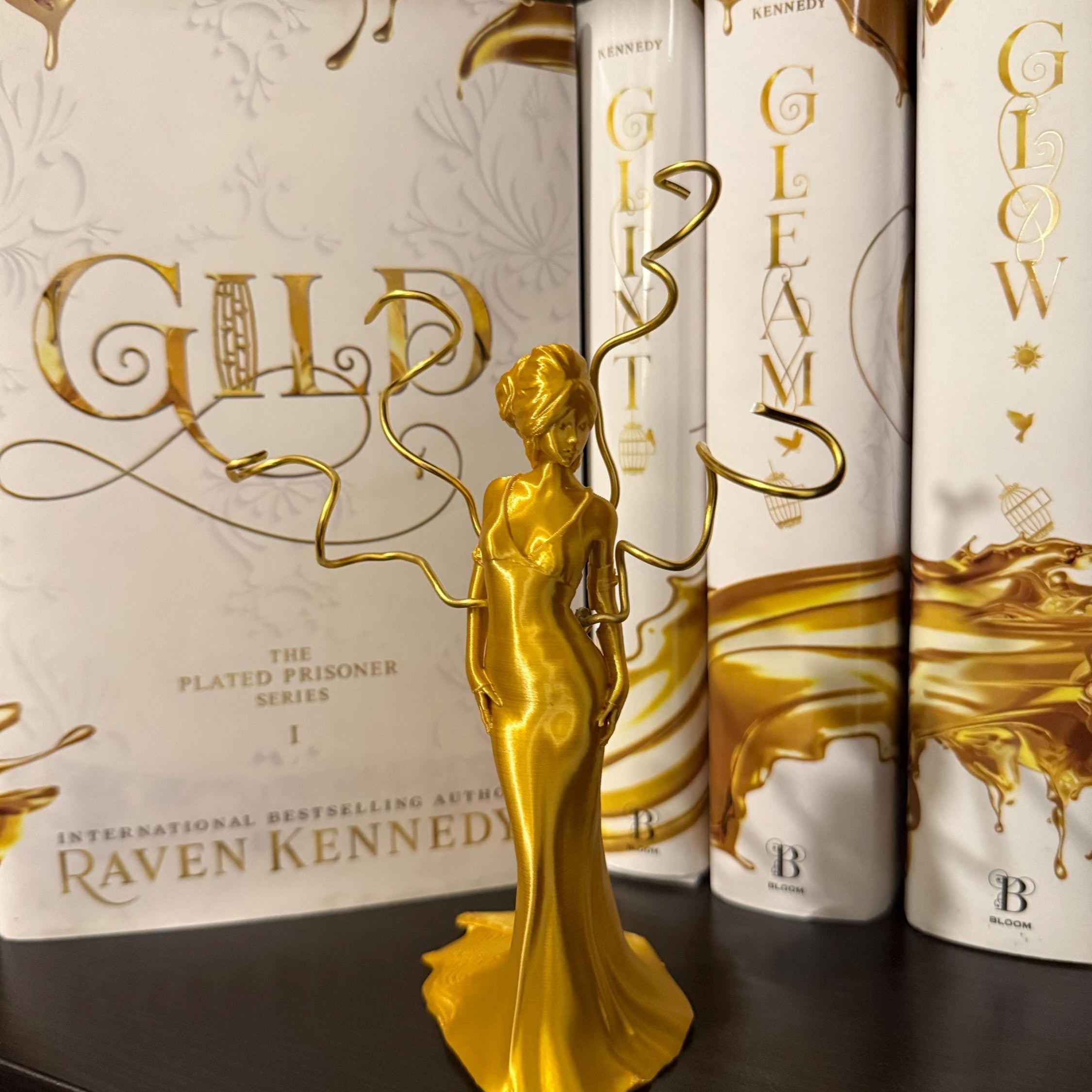 Golden Pet Female Statue | Bookshelf Decor | Bookish Merch-Create Fantasy Crafts
