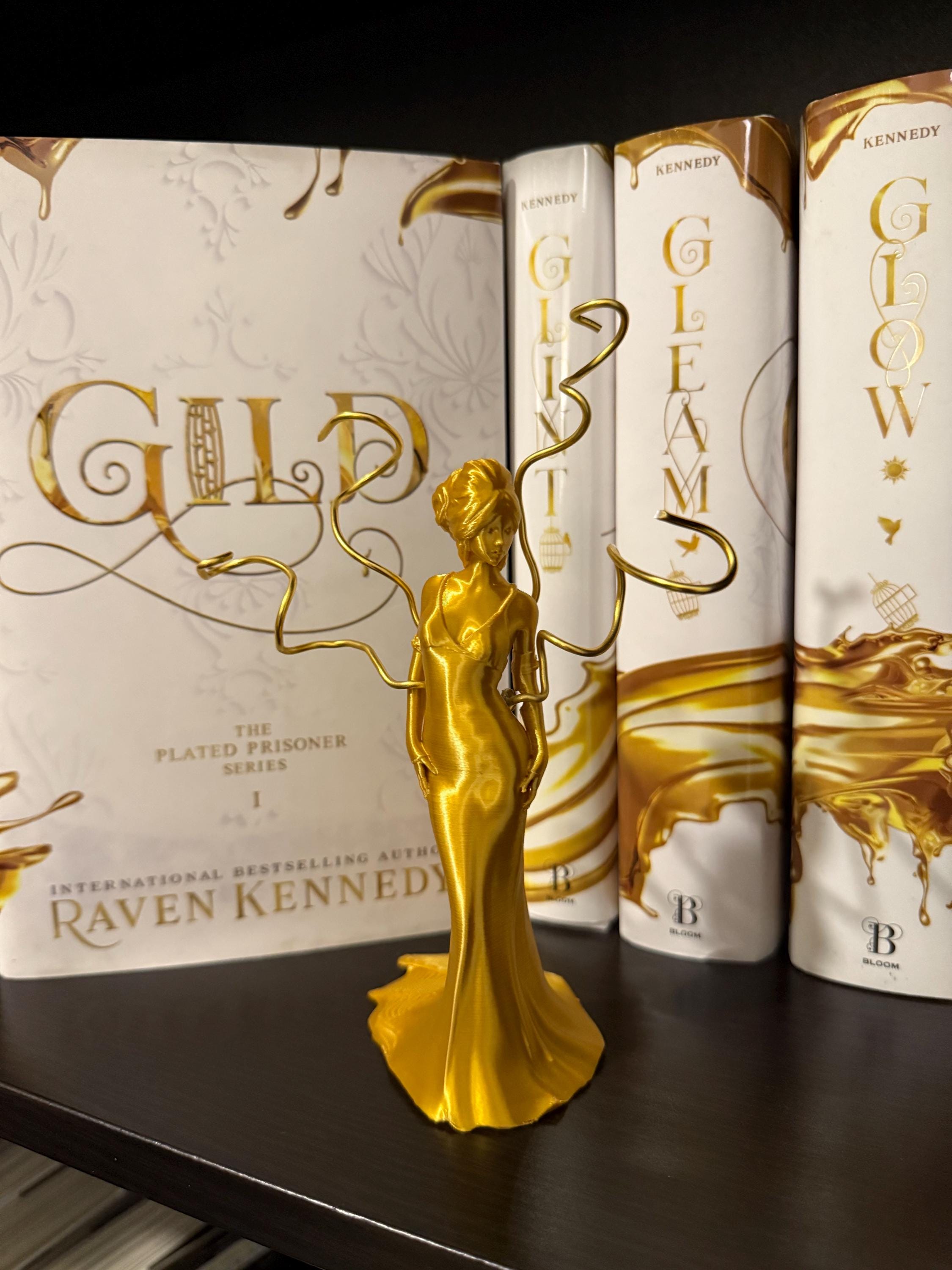 Golden Pet Female Statue | Bookshelf Decor | Bookish Merch-Create Fantasy Crafts