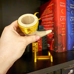 Horn with Golden Stand - 3d printed - Bookshelf Decor-Create Fantasy Crafts