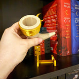 Horn with Golden Stand - 3d printed - Bookshelf Decor-Create Fantasy Crafts