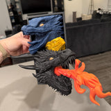 Three Dragon Book Nook With or Without Removable Flame 3D Printed Choose Color Fantasy Horror Book Shelf Decor Book End 4x8-Create Fantasy Crafts