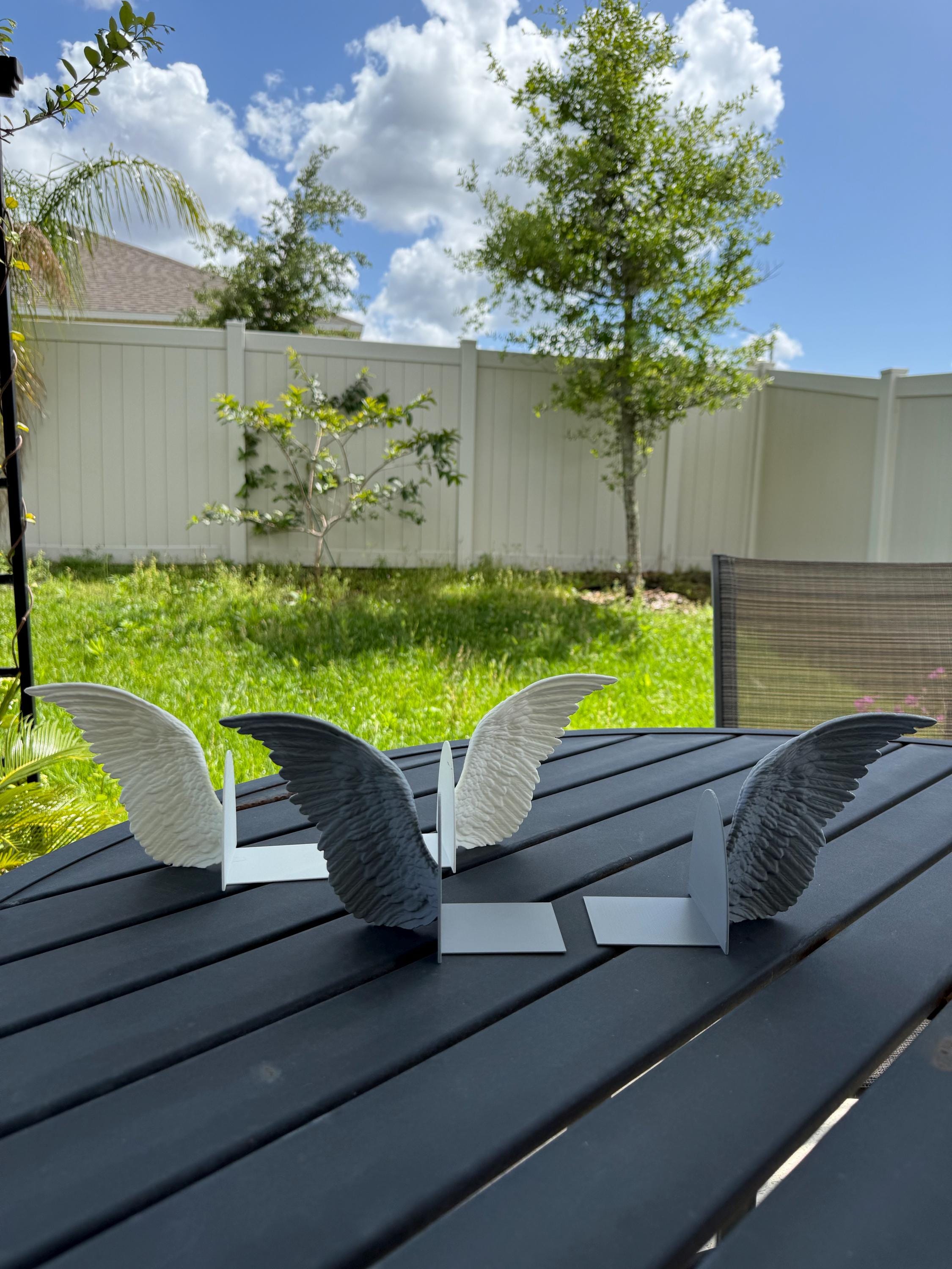 Angel Wing Book End Set 3D Printed Choose Color Fantasy Book Shelf Decor Book End-Create Fantasy Crafts