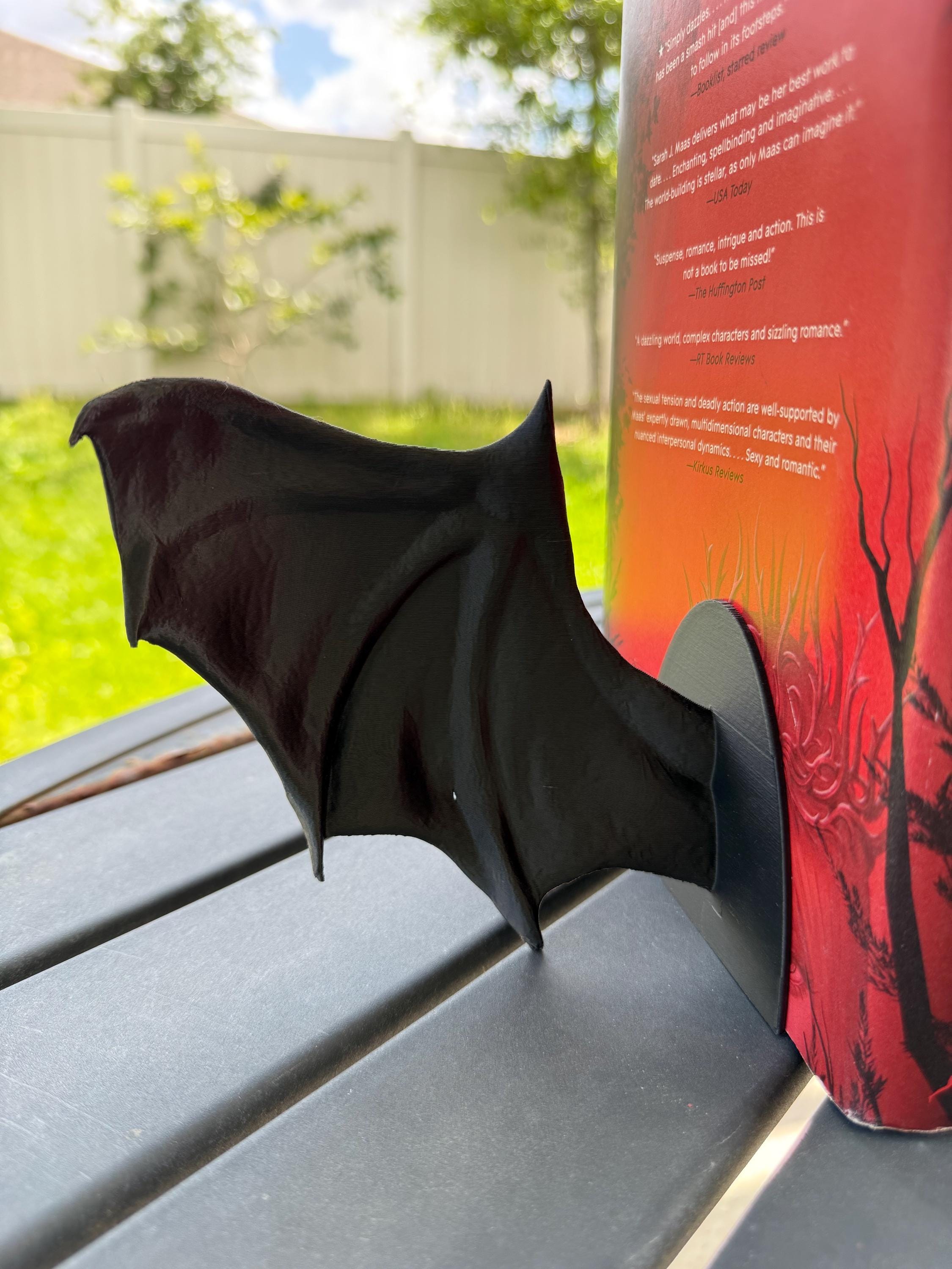 Bat Wing Book End Set 3D Printed Choose Color Fantasy Book Shelf Decor Book End-Create Fantasy Crafts
