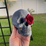 Skull Figure with a Rose With or Without Crown| Bookshelf Decor | Dark Romance |